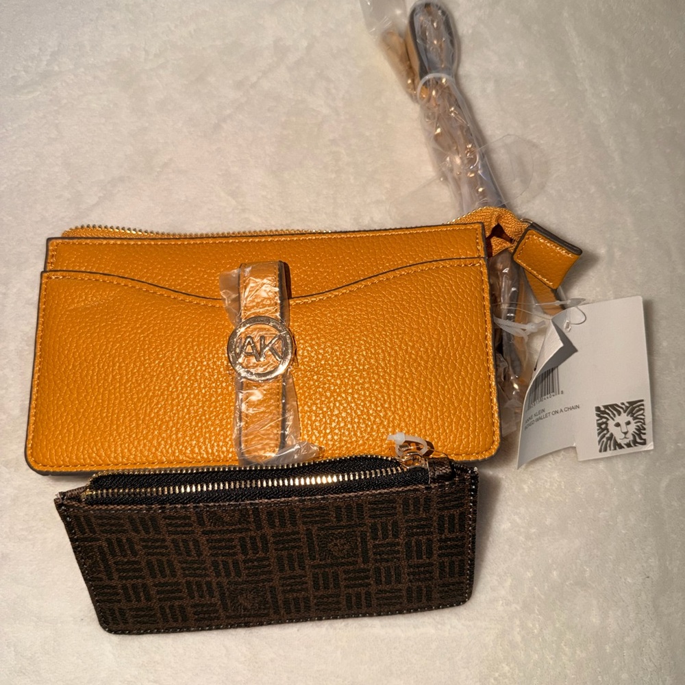 Anne Klein Yellow and Brown Clutch Set